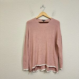 EILEEN FISHER Linen Crepe Crew Neck Box Top Sweater in Sugar Plum Classic